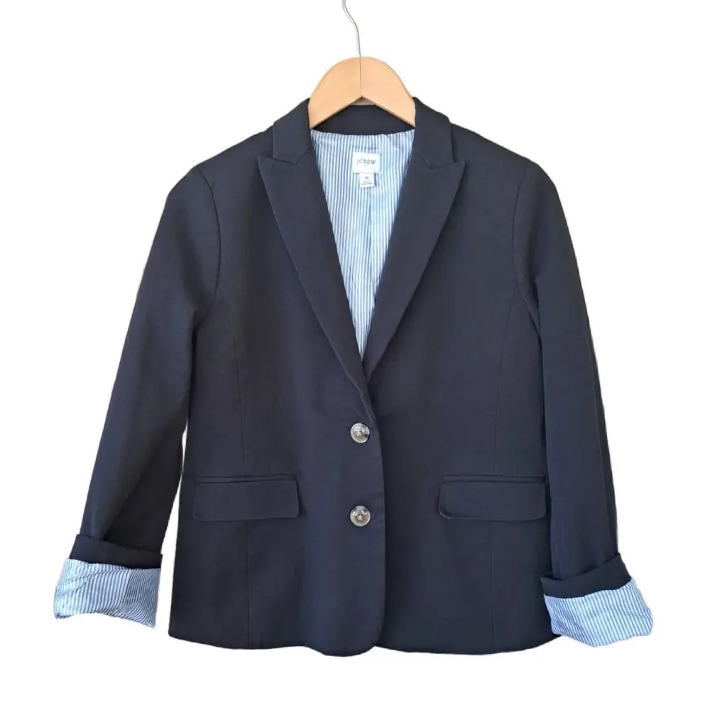 J CREW Black Cotton-blend Two-button Blazer Size 6 Jacket